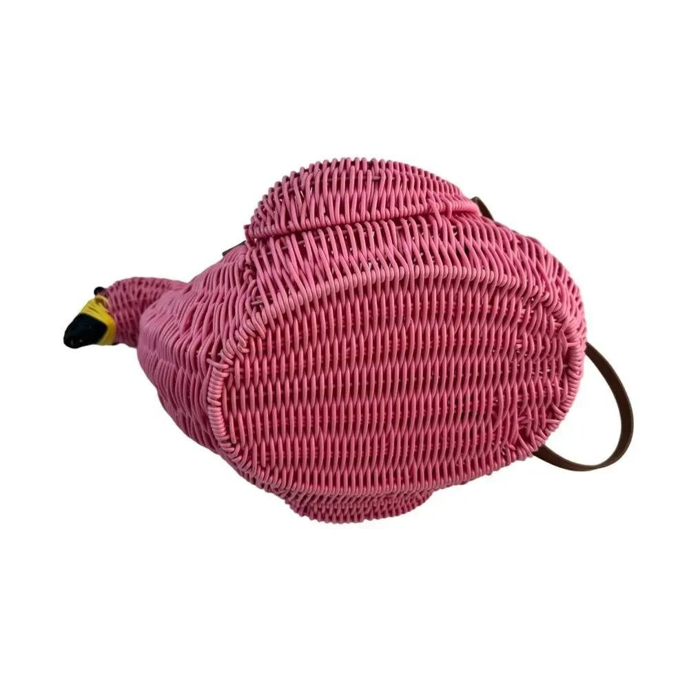 Pink Flamingo Shaped‎ Bag Retro Pink Novelty Basket Wicker Basket Unique Handbag